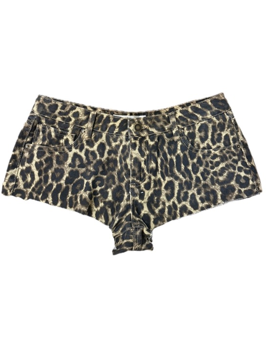 Seven7 Pants - 7.7 by Seven7 leopard print cotton denim cut-off micro shorts NWT Size 27